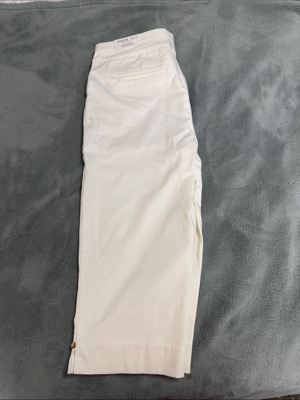 Chico's Cream Pencil Skirt with Side Hem Button